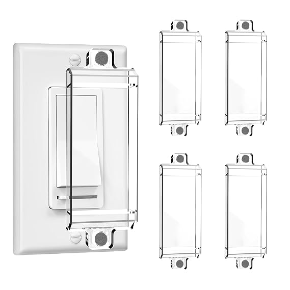 4 Pack Magnetic Light Switch Guard Cover,Clear Guard for Flat Switches | Fits Flat Modern &Toggle Switches. Easy No-Tool install,Prevents Pet-Proof