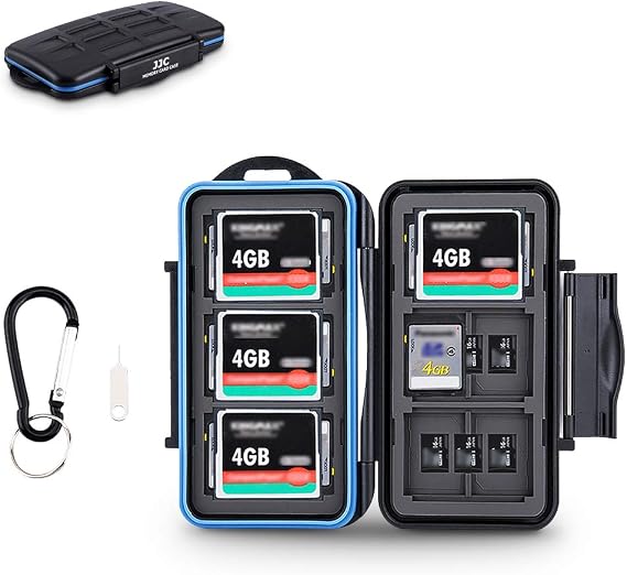 JJC Memory Card Case Holder for 6 CFast Compact Flash/12 SD/18 Microsd Card