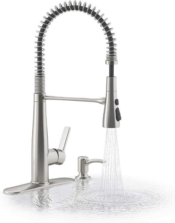 KOHLER K-REC22745-SD-BL Semi-Professional Kitchen Sink Faucets with Soap Dispenser, Commercial Kitchen Faucets with Pull Down Sprayer, Matte Black