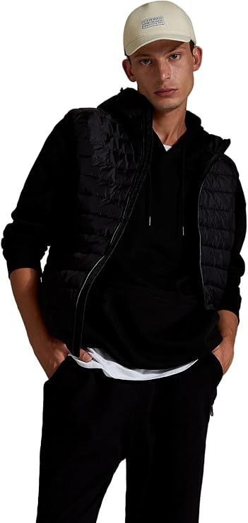 DeFacto Men's Upright Collar Hooded Water Pusher Lightweight Inflatable Vest