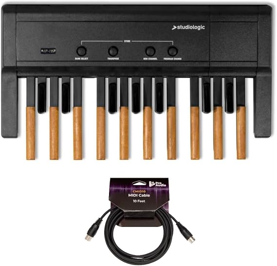 Studiologic MP-117 MIDI Controller Pedal Board Bundle with 10 Feet MIDI Cable (2 Items)