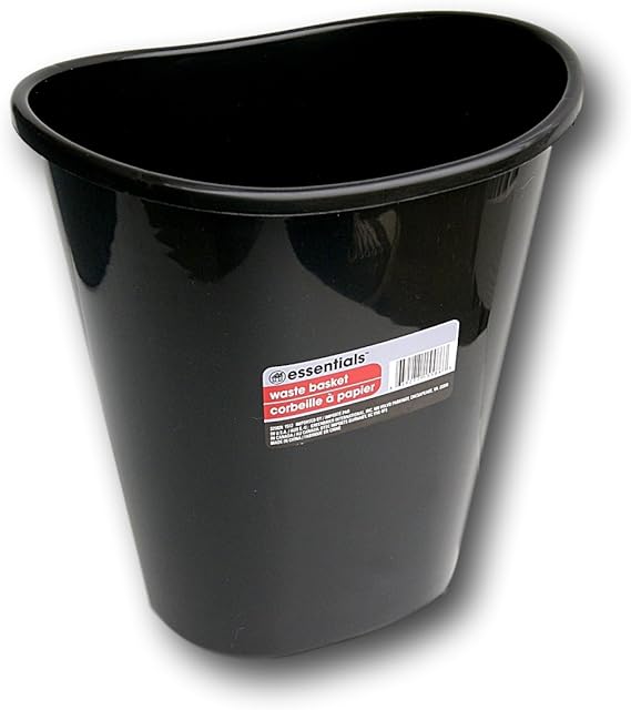 Greenbrier International Essentials Black Plastic Oval Wastebasket - 7 Qt.