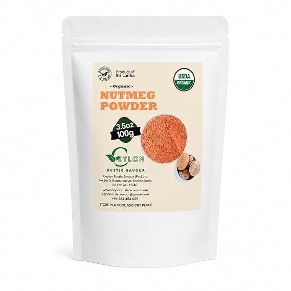 Ceylon Rustic Savour USDA Organic Ground Nutmeg, 3.5 oz (100 g)
