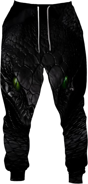 Fashiononly Black Snake Scale Pattern Joggers Sweatpants Sweat Pants Men Women Street Style