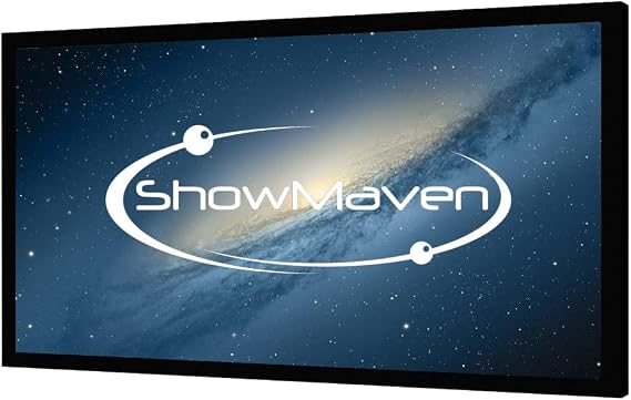 ShowMaven 100in /120in Fixed Frame Projector Screen, Diagonal 16:9, Active 3D 4K Ultra HD Projector Screen for Home Theater or Office (16:9, 120")