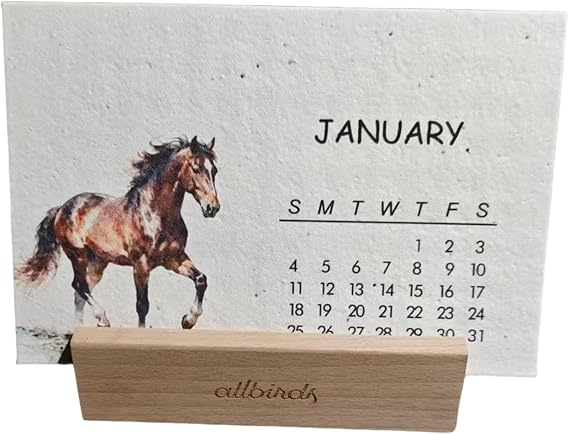 Calendar 2026 Plantable Paper Desktop Organizer Planner with Wooden Base