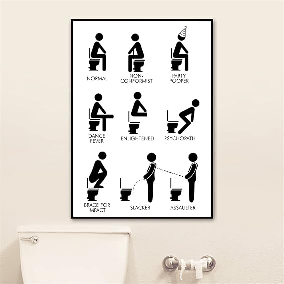 funny toilet rules sign print nordic poster toilet humor wall art panel black white canvas art painting decor modern wall picture bathroom wall decor bathroom wall