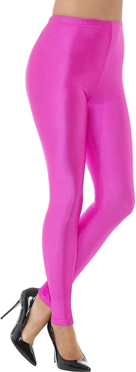 Smiffys 80s Disco Spandex Leggings Neon Pink