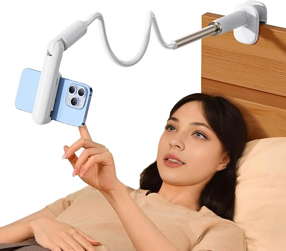 Gooseneck Phone Holder For Bed, 43.31" Flexible Phone Stand Clip on