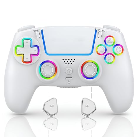 AureoPlay Wireless Controller Compatible with PS5/PS5 Slim/PS5 Pro/PC RGB Gamepad with Hall Effect Joysticks, Dual Vibration, Six-Axis Motion Sensor, Touch Panel, Turbo & Programmable Buttons, Ergonomic Design
