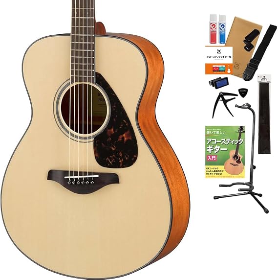 Yamaha FS800 NT Acoustic Guitar, Select 14-piece Set, Beginner Set, Includes Instructional Books, Cleaning Supplies,