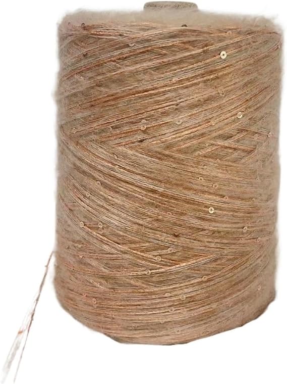 750g Mohair Glitter Silk Beige Braided Thread(Camel Golden Orange Color)
