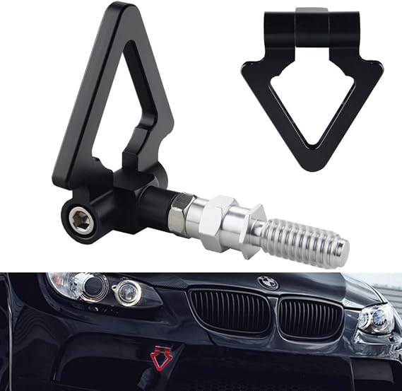 DEWHEL Triangle Tow Hooks Ring Front Rear Black Fits Euro Auto BMW E46 E81 E30 E36 E90 E91 E92 E93 1 3 5 6 7 Series & Mini Cooper