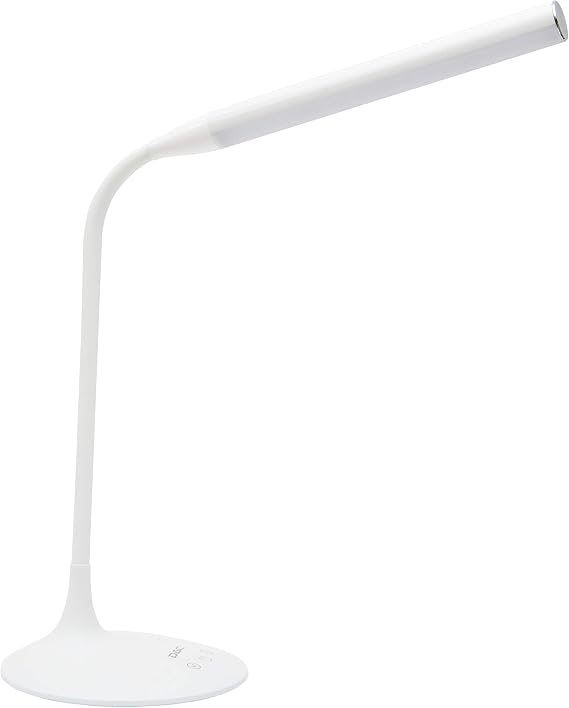 DAC LED Desk Lamp, Eye Care Table Lamp, 360 Degree Flexible Gooseneck, Continuously Dimmable, 3 Color Modes, Touch-Sensitive Control Panel, 40-Minute Auto Shut-Off Timer, White, 6W