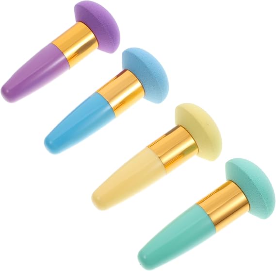 minkissy 4pcs Latex Powder Puff with Handle for Makeup Use Suitable for Professional Makeup Avoid Waste of Cosmetics for Girls for Loose Powder Application