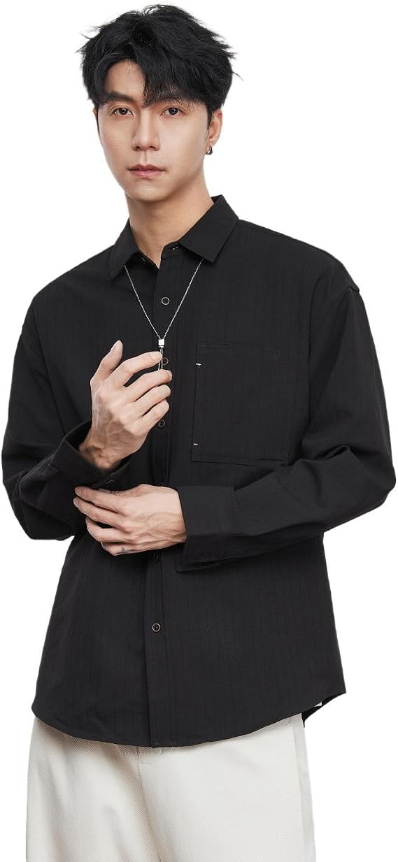 Lapel Long Sleeve Shirt Men Spring Casual Sports Lightweight Top