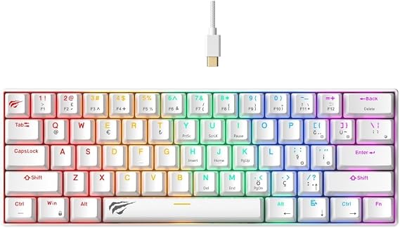 Havit Gamenote KB903L%60 Mekanik Blended Aydınlatma Oyuncu Klavyesi - 61 Tuş (Beyaz)