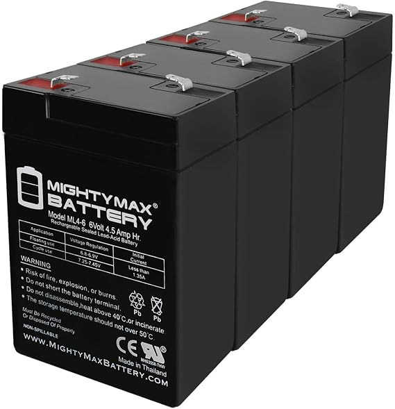 Mighty Max Battery 6V 4.5AH SLA Battery Replacement for Leoch DJW6-4.5 - 4 Pack