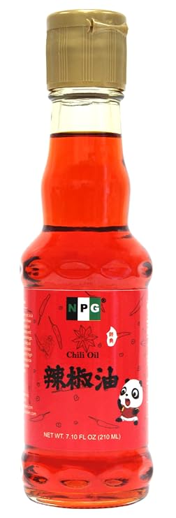 NPG Szechuan Chili Oil 7 Oz, Mild Heat, Infused Chili Pepper Oil | Cold Pressed Chili Oil, perfect for noodles, soups, stir-fries, dumplings, marinades and dipping, gluten free, no additives