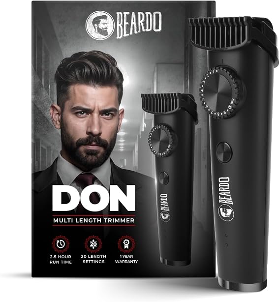 Beardo Don Trimmer 150 min Runtime 20 Length Settings (Black)