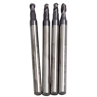 4Pcs/Lot,Carbide Ball Nose End Mills,2Flute,Coated,Solid Micro Tungsten Grain Carbide CNC TiN Coated Router Bit Spiral Up Cutter (R2.6mm +10.4mm Flute +6mm Shank +50mm OAL)