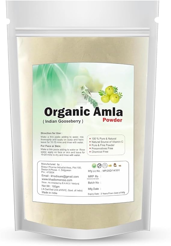 TU Natural Amla Powder for Skin & Hair Care,Pure & Natural,100 Grams (Zipper Pouch), Fresh