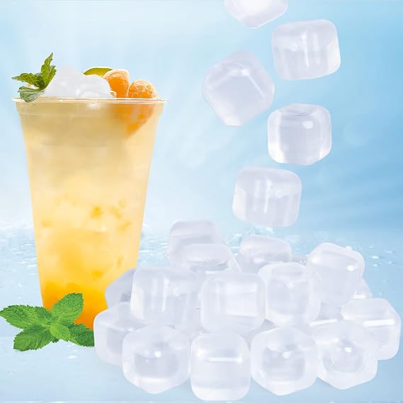 Reusable Ice Cubes for Drinks, Transparent, Square, 80 Pack