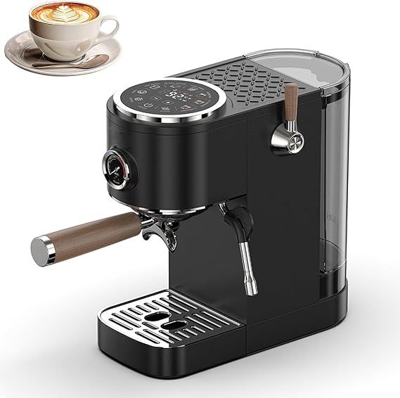 Semi-Automatic Espresso Coffee Machine, 50-100ml Adjustable, Touchscreen Control, 58mm Portafilter for Hot/Cold Brew, Perfect for Home Baristas