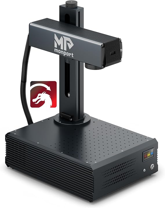 Monport Autofocus 5mW MOPA Fiber Laser Engraver with 3D & Deep Engraving, 6.9" x 6.9" Work Area Laser Marking Machine for Metal Color Marking for Aluminum Steel Gold and More with LightBurn