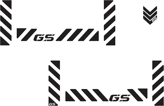 gs00010b Adventure Motorcycle Reflective Decal Kit "GS Chevron" for BMW GS Touratech Panniers - Black Reflective