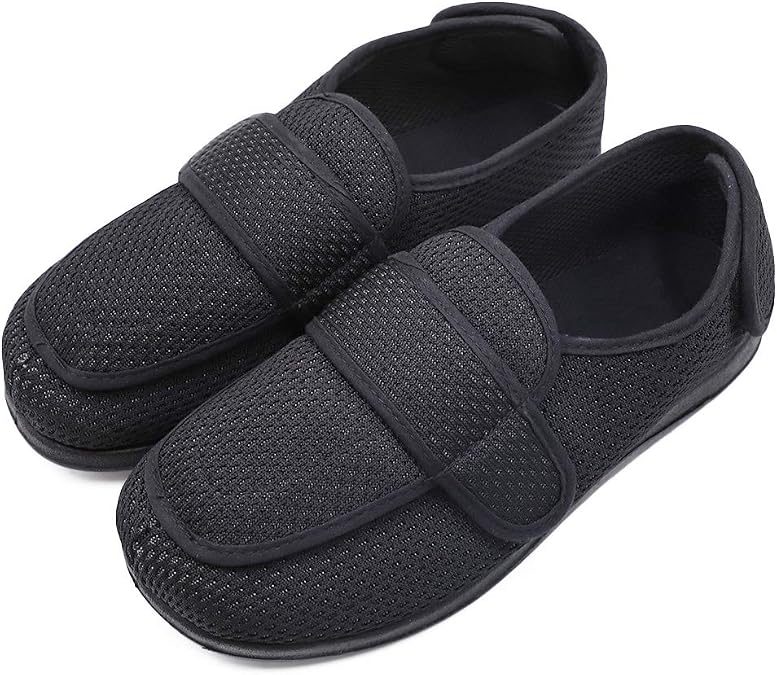 Men's Extra Wide Width Diabetic Recovery Slippers, Adjustable Closures Swollen Feet Arthritis Edema Orthopedic Footwear, Indoor/Outdoor Walking Shoes