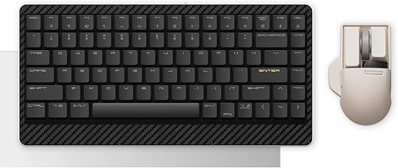 LOFREE Edge Low Profile Mechanical Keyboard with Mouse,75% Rechargeable Bluetooth and Wired Connection for Window,Mac OS/POM Switches 2.0, Carbon Fiber Top Case, Mg Alloy Bottom Case (Metallic Silver)