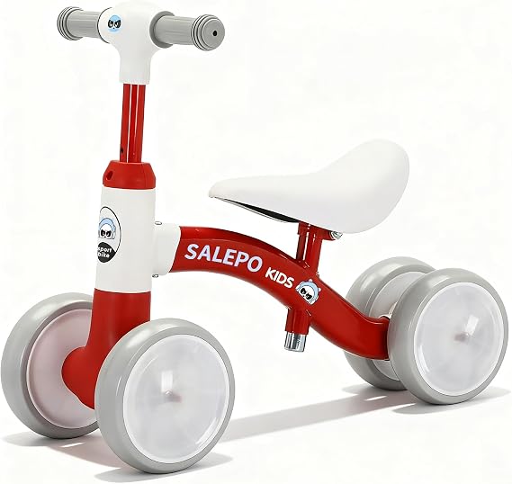 Baby Balance Bike Toy for for 12-36 Months, Toddler Balance Bike with Adjustable Seat, Handle &4 Silence Wheels No Pedal, Pre-School First Ride for Boy Girl First Birthday Gift