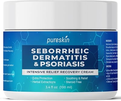 Seborrheic Dermatitis Cream: Psoriasis Scalp Treatment - Fast Acting Relief for Flaking Skin & Redness & Stubborn Dandruff - Traditional Herbs & Steroid Free for Lasting Result - 3.4 Oz