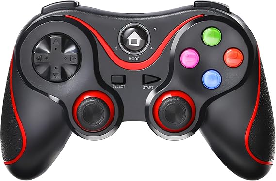 Windows 7/8/10 PC/iPhone/Android/PS3用ワイヤレスゲームコントローラー、ワイヤレスゲームBluetoothパッド・ジョイスティックゲームコントローラー、IOS/PC360/P3/P4/Switch用デュアルショックUSBモバイルゲームコントローラー 赤