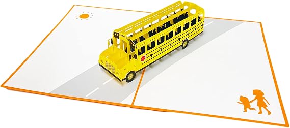Pop Up School Bus Card, 3D School Bus Greeting Card, 3D Pop Up Card - Happy Birthday Card, Congratulations, New School Year Gift (School Bus Pop Up Card)