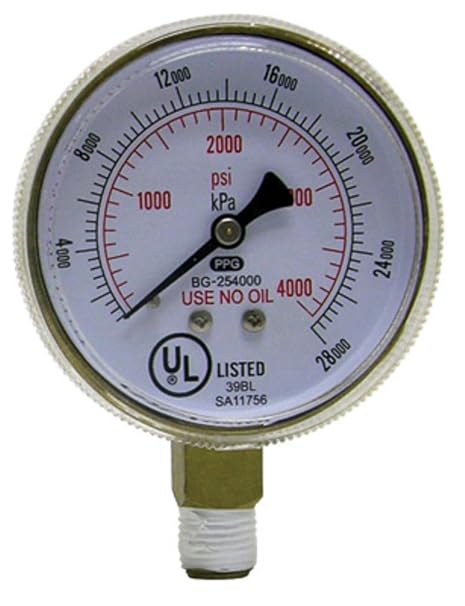 Radnor 2 1/2" X 4000 PSI Brass Replacement Regulator Gauge