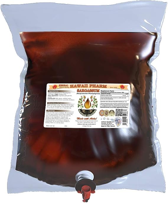 Sargassum (Sargassaceae Phaeophyceae) Tincture Dried Algae Liquid Extract, Sargassum, Herbal Supplement 2 Gal