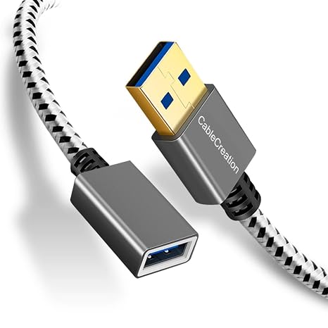 CableCreation Short USB 3.0 Extension Cable 1FT, USB 3.0 A to Extender Cord | Male to Female Extension Cable for VR, PlayStation, Keyboard, Printer, Space Gray, 0.3M