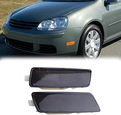 1Pair Front Bumper Side Marker Lights Turn Signal Lamps Lens for 2006-2009 VW GTI JETTA RABBIT MK5 1K5945071A2A Bulb not included Black