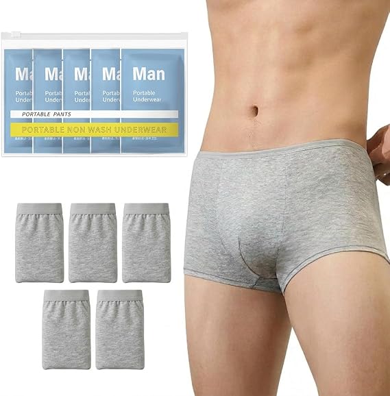 Disposable Men's Boxer Briefs, Soft Breathable Underwear for Travel, Business, Camping, Hotel, Individually Wrapped