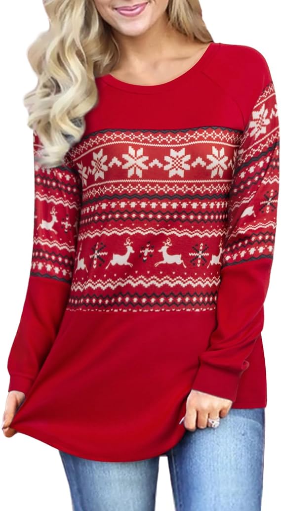 Womens Long Sleeve Buffalo Plaid Shirt Loose Fitting Patchwork Raglan Check Tops