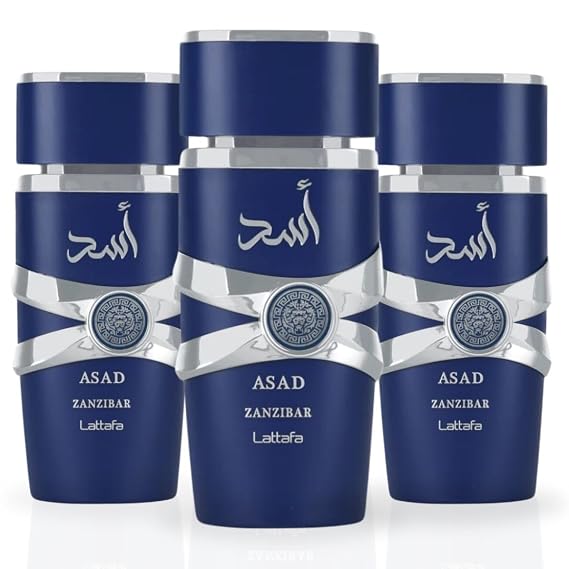 Lattafa Asad Zanzibar EDP Spray 100ML (3.4 OZ) Long Lasting, Embrace The Essence Of Rich Tropical Paradise. (PACK OF 3)