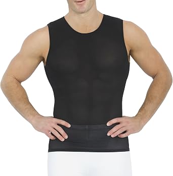Insta Slim Mens Compression Sleeveless Crew Neck Muscle Shirt- Slimming Body Shaper Undershirt