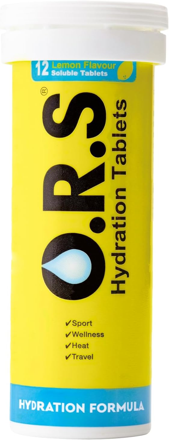 Heat Stroke Prevention O.RS Tablet, 12 Tablets, Lemon Electrolyte Blend, Hydration, Travel, Sports, Recovery Low Calorie | ウェルネス エクササイズ科学的にバランスのとれた電解質ナトリウム カリウム 塩化物 ブドウ糖 塩分補給 運動 グルテンフリー ラクトースフリー 人工防腐剤フリー ノンカフェイン ORS タブレット 夏 ORSタブレット 熱中対策 補給 夏バテ