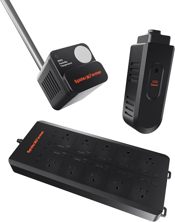 Spider Farmer GGS AC10 Power Strip Kits APP-Based Controls Outlets with GGS 4-in-1 Sensor Pro Kits