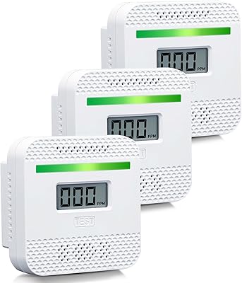 3 Pack Portable Travel Carbon Monoxide Detectors,Battery Powered CO Alarm with Digital Display, Carbon Monoxide Monitor for Home,RV, Kitchen, Travel, Hotel, Office,Accurate & Easy to Install