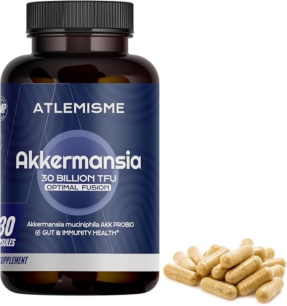 Akkermansia Muciniphila 300 B TFU + Mulberry-Leaf DNJ Extract + Chromium-Enriched Yeast + Inulin Prebiotic - Vegan, High-Temp-Stable Synbiotic for Health, 30 Capsules