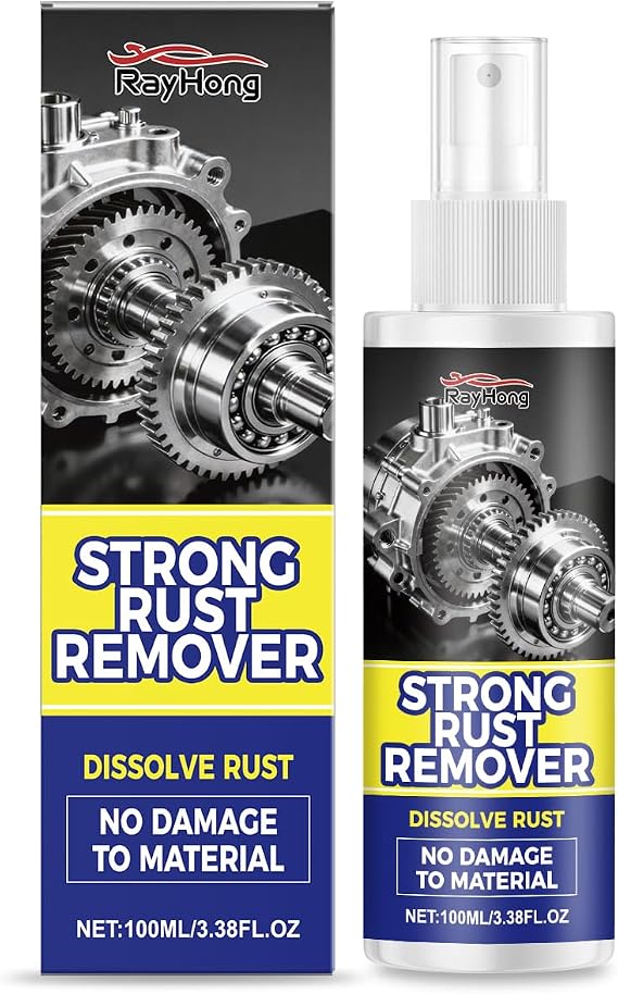 RayHong Rust Remover Spray, 100ML Effective Rust Dissolver for Car Wheels, Metal Parts, Motorcycles & Trucks, Multifunctional Rust Removal Solution, Safe on Painted Surfaces, No Scrubbing Required