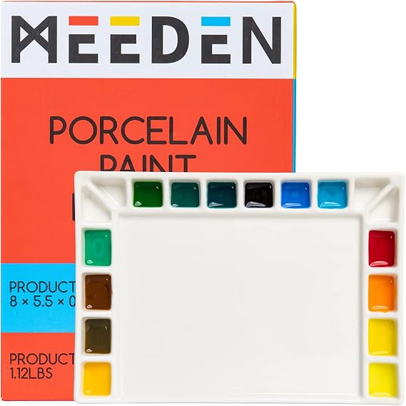 MEEDEN Ceramic Watercolor Paint Palette: 18-Well Artist Paint Mixing Tray
